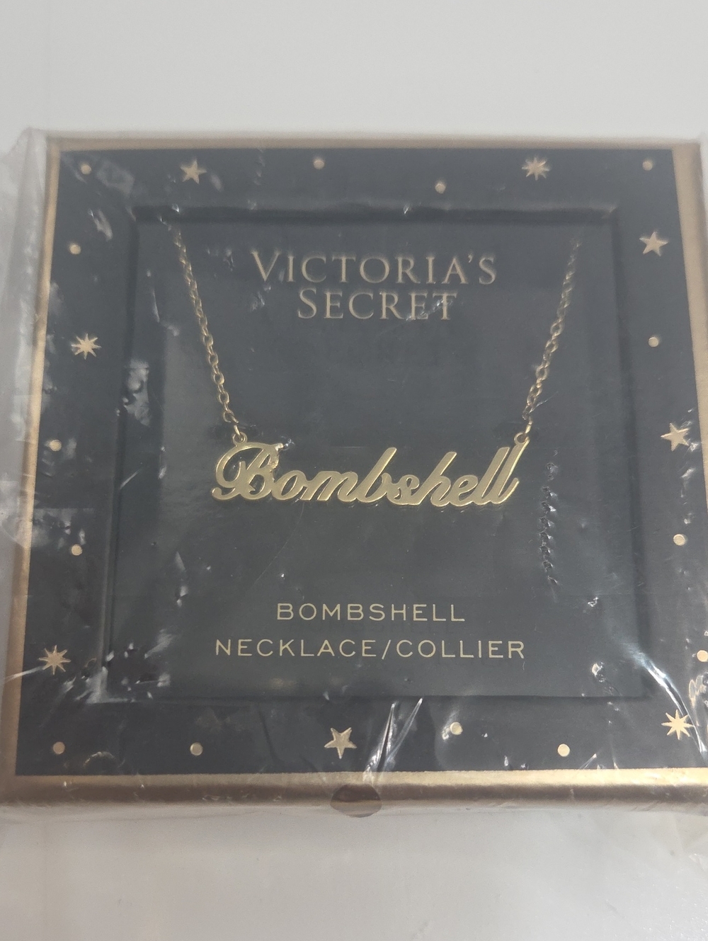 Victoria's Secret Gold Bombshell Script Necklace